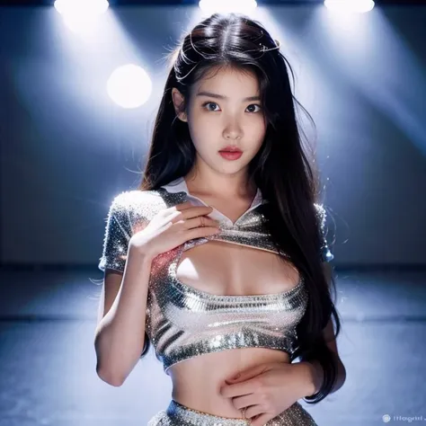 best quality, ultra high res, (photorealistic:1.4),1girl,iu, lifting her shirt, flashing her boobs, colorful, clear sharp focus, volumetric lighting, soft lights, cinematic lighting, cinematic effects, Intricate details, long_hair, looking_at_viewer, black_hair, school uniform, realistic, standing, full body, <lora:(TOP)iu_v25(Best):1>,  <lora:shirtliftv1:1>