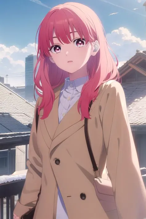 yukiitose, <lora:yuki itose-alpha-lora-nochekaiser:1>,
yuki itose, long hair, pink hair, red hair, (pink eyes:1.3),
BREAK shirt, long sleeves, jacket, white shirt, collared shirt, brown jacket,
BREAK outdoors, city, snow, snowflake, sun, clouds,
BREAK looking at viewer, (cowboy shot:1.5),
BREAK <lyco:GoodHands-beta2:1>, (masterpiece:1.2), best quality, high resolution, unity 8k wallpaper, (illustration:0.8), (beautiful detailed eyes:1.6), extremely detailed face, perfect lighting, extremely detailed CG, (perfect hands, perfect anatomy),