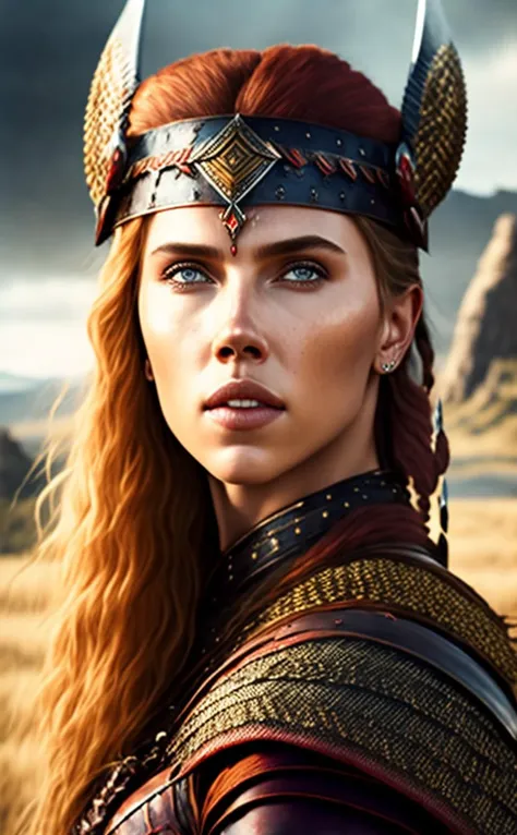 A stunning intricate full color portrait of (smiling 30 years old scarlett johansson:1) as (viking warrior woman), (barbarian), (detailed facial features), (sharp), (haselblad)
epic character composition,
by ilya kuvshinov, alessio albi, nina masic,
sharp focus, natural lighting, subsurface scattering, f2, 35mm