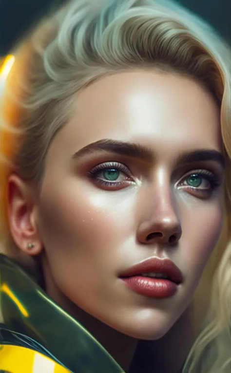 A stunning intricate full color portrait of (smiling 30 years old scarlett johansson:1) as futuristic neon reflective wear, sci-fi, robot parts, ismail inceoglu dragan bibin hans thoma greg rutkowski alexandros pyromallis nekro rene margitte illustrated, perfect face, (detailed facial features), (sharp), (haselblad)
epic character composition,
by ilya kuvshinov, alessio albi, nina masic,
sharp focus, natural lighting, subsurface scattering, f2, 35mm,
matte skin, pores, wrinkles, hyperdetailed, hyperrealistic,