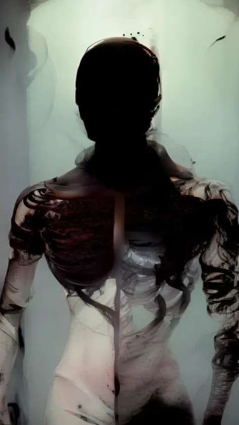 horror \(theme\), ibm \(ajin\),black body, black particles, black smoke, blakc bandages, broken body, monster, no face, solo<lora:ibm-2:1>, masterpiece, best quality, <lora:Kei :1>