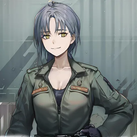 beach,1girl,masterpiece, best quality,(solo:1.5),bodysuit,<lora:RPK16:0.8>,<lora:Angelia:1>,angelia \(girls' frontline\),purple-black hair,yellow eyes,arms under breasts,large breasts,full body,standing,upper body,looking at viewer,closed mouth, smile,