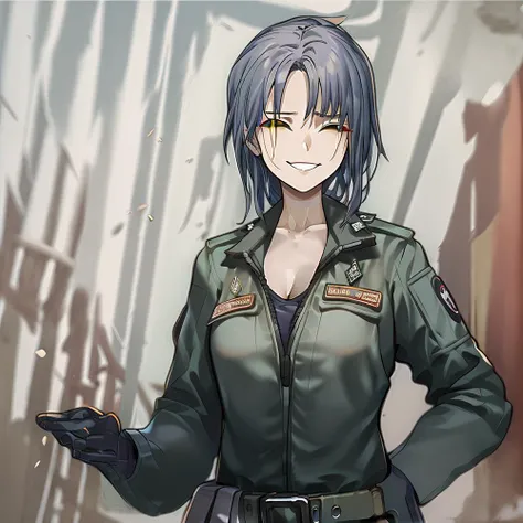 beach,1girl,masterpiece, best quality,(solo:1.5),(bodysuit:1.5),<lora:RPK16:0.8>,<lora:Angelia:1>,angelia \(girls' frontline\),purple-black hair,yellow eyes,arms under breasts,large breasts,full body,standing,upper body,looking at viewer,closed eyes, smile,