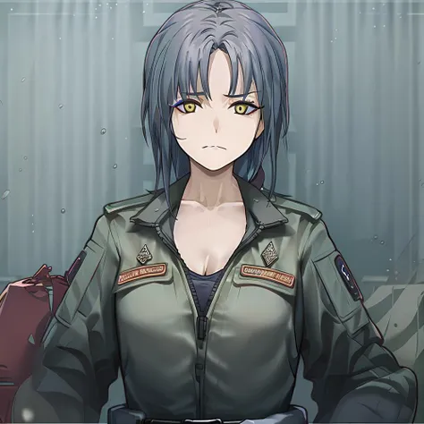 beach,1girl,masterpiece, best quality,(solo:1.5),bodysuit,<lora:RPK16:0.8>,<lora:Angelia:1>,angelia \(girls' frontline\),purple-black hair,yellow eyes,arms under breasts,large breasts,full body,standing,upper body,looking at viewer,closed mouth,