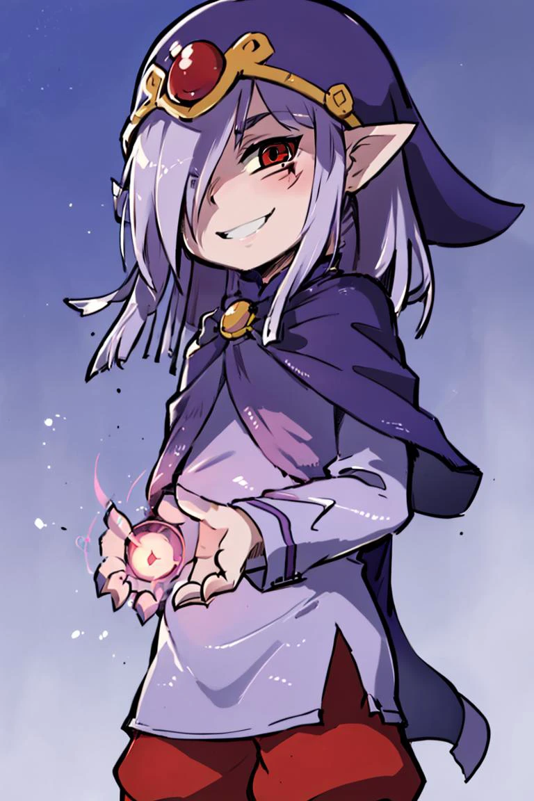 <lora:Zankuro_AnyLora_Dim32:0.8>,((masterpiece,best quality)), absurdres, <lora:Vaati_Zelda:0.8>, Vaati_Zelda, 1boy, solo, hair over one eye, purple glow, magic, solo, smiling, looking at viewer, cowboy shot,