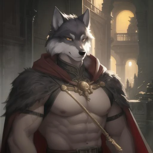 <lora:blaidd-000019:0.8>,blaidd,blaidd cloak,Ruan Jia,Pino Daeni,darkgem,dimwitdog,muscular male wolf anthro, (detailed face), (detailed fluffy fur)
