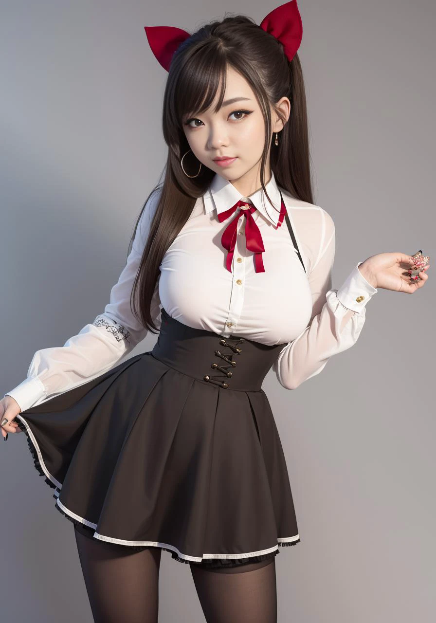 virgin killer outfit, high-waist skirt, standing, pantyhose, tight, low angle, grey background, <3
<lora:virginKillerOutfit_v10:0.7>