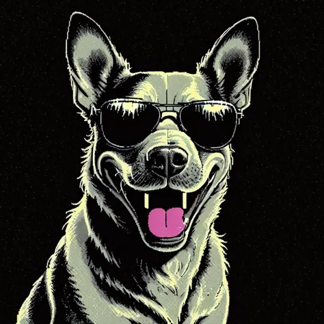 <lora:Macpaint-XL-000015:1>, Macpaint, a dog with a goofy smile wearing sunglasses at night, retro, pixel art, best quality, 80s, masterpiece, dithering