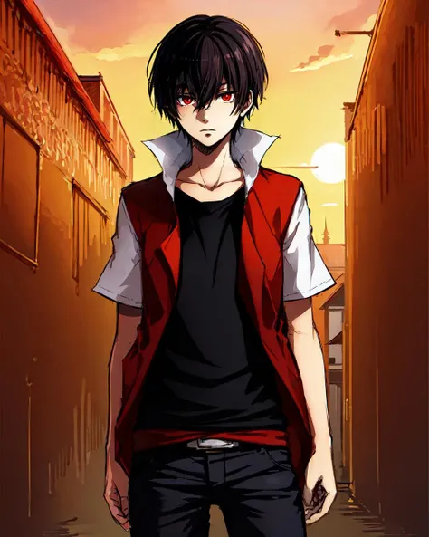 masterpiece, best quality, highres, high quality, solo, 1boy,
red eyes, standing, street, looking at viewer, sunset
red jacket, original_red, break
<lora:original_red:0.7>