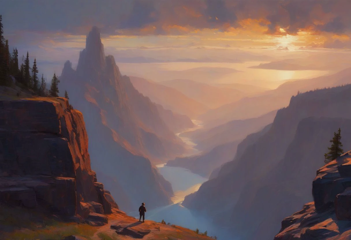 On the Edge of the Unknown, highly detailed, digital painting, artstation, concept art, sharp focus, illustration, cinematic lighting, style of Clarence Gagnon, Francis Picabia, Emmy Bridgwater, Sam Kieth