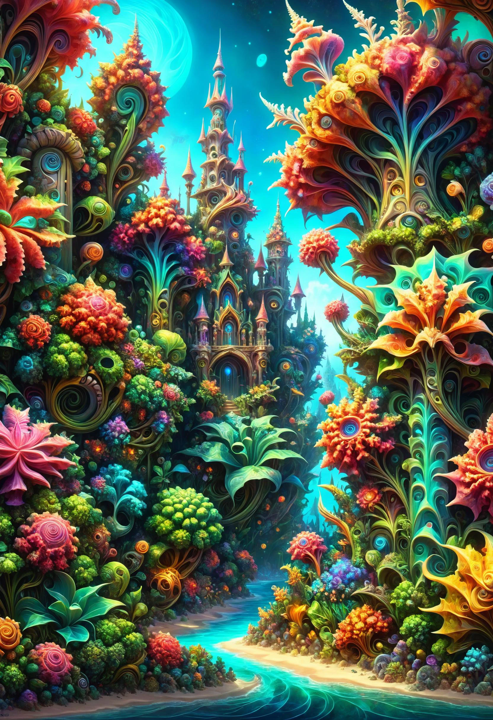 ral-mndlbrt A vibrant coral reef city with twisting spires and luminescent towers, casting a colorful glow that dances on the sandy ocean floor below, ral-colorswirl, great lighting,, beautiful grand scale, intricate, detailed, digital painting, concept art, sharp focus, illustration, from Warcraft by Ruan Jia and Mandy Jurgens and Artgerm and William-Adolphe Bouguerea <lora:ral-colorswirl:0.7> <lora:great_lighting:0.4> <lora:EnvyGardencoreXL01:0.8> <lora:ral-mndlbrt:1>
