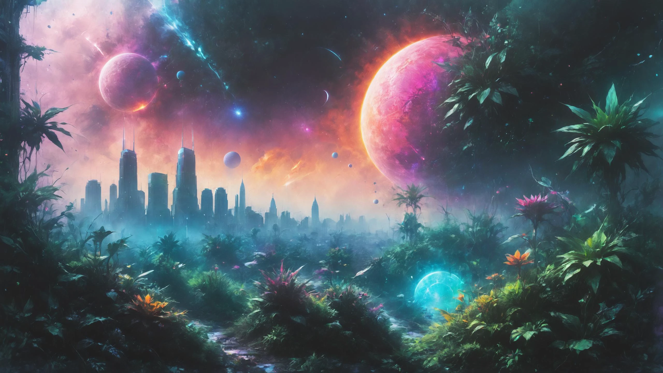 Massive advertisements flash across the city skyline, their bright colors and bold text competing for the attention of passersby, Exoplanet survivalist adapting to harsh environments in the foreground, colorsplash,,, abstract, trending on artstation, iridescent accents, Soft light atmosphere, 8k resolution, octane render <lora:SDXLPaintSplash:0.7> <lora:RMSDXL_Creative:0.4> <lora:Desolation:0.8> <lora:EnvyGardencoreXL01:0.8>