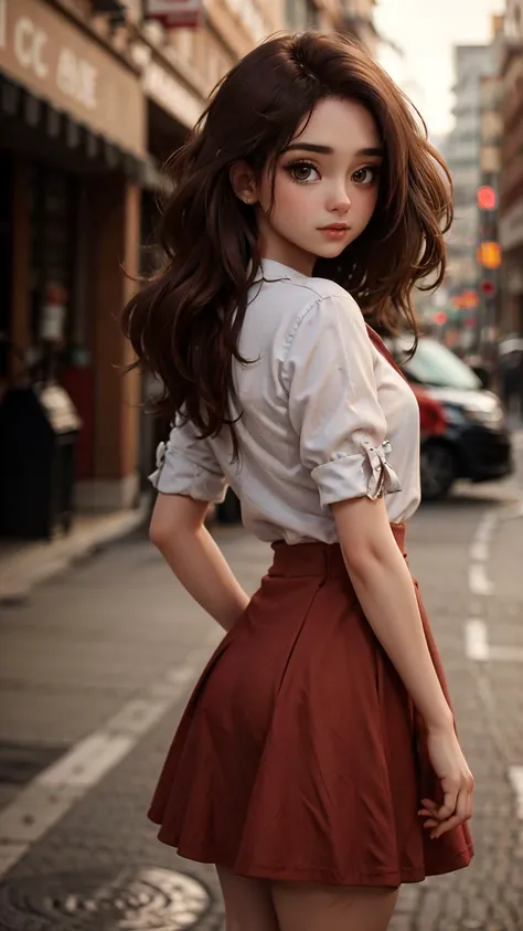 1girl, full body, eye contact, bokeh background, brown hair, red skirt,back long hair,
<lora:copax_charm_eu:0.6>