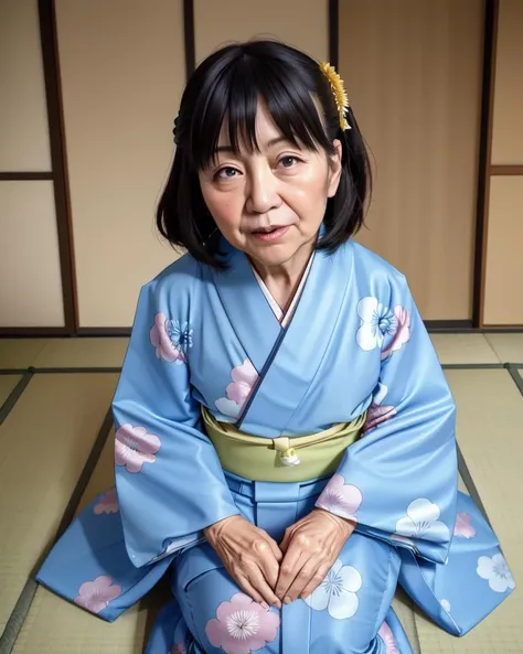 <lora:Furisode_v1:0.5>, detailed face 1woman,  STGSN, SNTP, okami, hotel, tatami, fusuma,  furisode, 60 years old, wrinkled skin, nasolabial fold, hollow cheeks