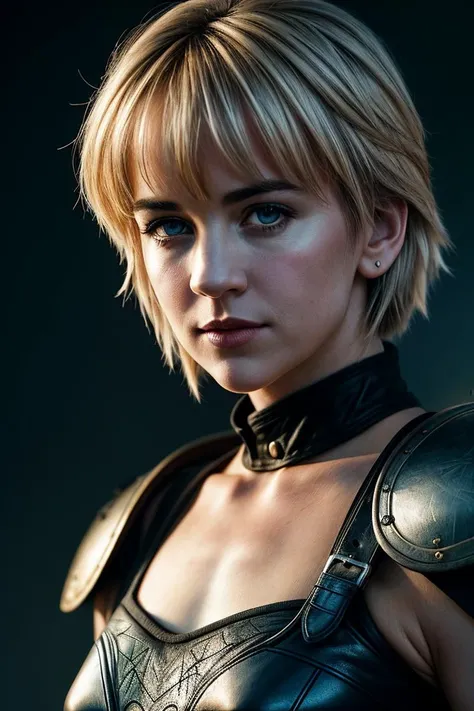 photo of beautiful (young ren0c0nn0r-135:0.99), a woman with perfect hair, wearing brown (medieval leather armor:1.1), (plain blue background:1.1), modelshoot style, (closeup portrait), (extremely detailed CG unity 8k wallpaper), professional majestic photography, (Leica M6 Camera), 24mm, exposure blend, hdr, faded, extremely intricate, High (Detail:1.1), Sharp focus, dramatic, soft cinematic light, (looking at viewer), (detailed pupils), 4k textures, elegant, ((((cinematic look)))), soothing tones, insane details, hyperdetailed, low contrast