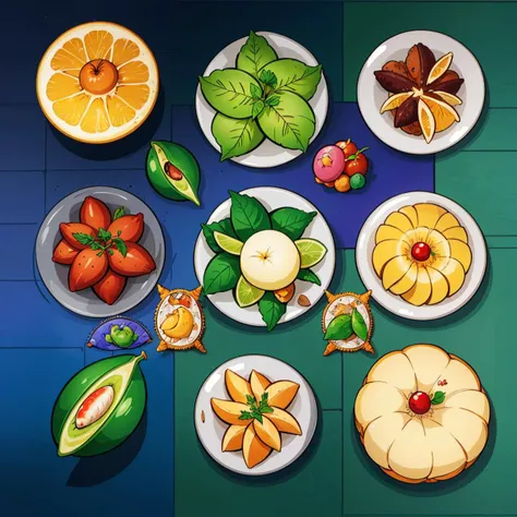 a chart describing the strange variety of food on an alien world, helpful infographic, vector illustration