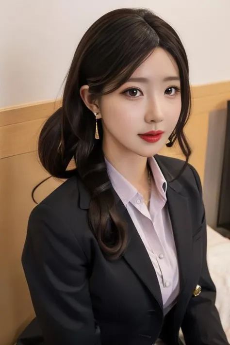 ultra-detailed,highly detailed,best quality,masterpiece,illustration,realistic, real,photo,photorealistic,
goto airi, 1girl, solo, office lady, mature female,
formal, jewelry, earrings,skirt suit,blazer, collared shirt, pencil dress,
looking at viewer, makeup, indoors,
<lora:goto airi_v5_06:0.7>