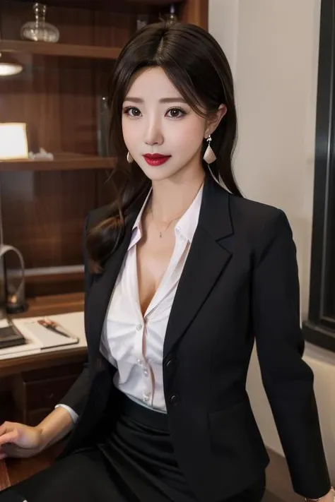 ultra-detailed,highly detailed,best quality,masterpiece,illustration,realistic, real,photo,photorealistic,
goto airi, 1girl, solo, office lady, mature female,
formal, jewelry, earrings,skirt suit,
looking at viewer, makeup, indoors,
<lora:goto airi_v5_06:0.7>