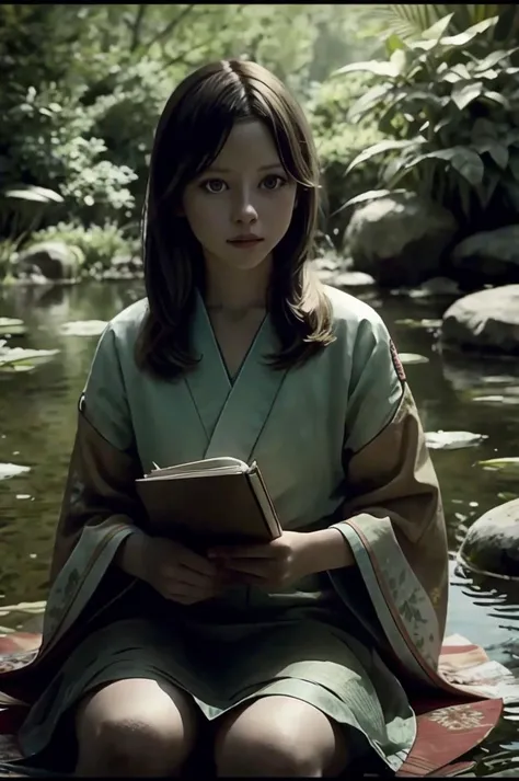 an awarded profesional photography of aesthetic beauty, (((extremely detailed))), perfectly harmonic, vivid colors, masterpiece, 1girl <lora:Mia_Goth_actress:0.74> mia goth, slender body, small girl, delicate face, large bulging eyes beautiful ,excited , she make Sitting on a chair with one hand on the knee and the other hand holding a book or a notebook. Bird on shoulder in a A tranquil, sunlit Japanese garden with a koi pond
, by Sally Mann Diffused Lighting,(epic scene:1.3),ultradetialed character with perfect face,detailed skin,(ultrasharp:1.3),(masterpiece:1.1),best quality ,(photorealistic:1.2),ultrarealistic,realistic ultradetailed character,4k perfect quality,cowboy shot<lyco:GoodHands-beta2:1>Magnificent,Imperceptible detail,Intricately designed, <hypernet:sxzBloom_sxzBloom:0.6> hotify <lora:royta v1.1:0.4> royta <lora:add_sharpness:0.63>