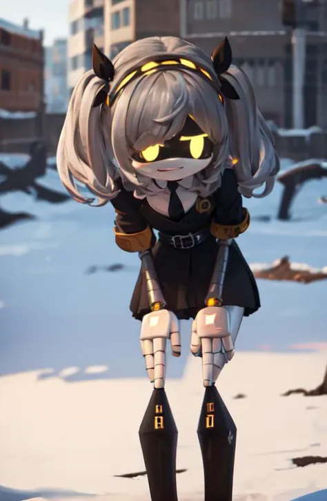 (8k uhd, masterpiece, best quality, high quality, absurdres, ultra-detailed, detailed background), 1girl, solo, <lora:Murder-DronesV2r:1>, ((((murder drone)))), (((((J))))), white hair, twintails, yellow eyes, seductive smile, naughty face, leaning forward, suit, black necktie, (garterbelt:1.3), kneehighs, looking at viewer, hands on own knees, from below