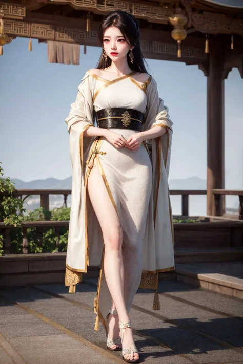 unparalleled masterpiece, ultra realistic 8k CG, perfect artwork, ((perfect female figure)),mature female, milf,chinese deity, alluring, clean, beautiful face, pure face, pale skin, absurdly long hair, divine goddess, shiny skin, skindentation,delicate pattern, intricate detail, (rich:1.4),fantasy, divine, clean, rich, prestige, fantastic, supreme, apex, paramount, goddess, lace, lace trim, delicate pattern, shiny skin, gold, royal, queen, supernatural, phenomenal, fabulous, marvelous, stupendous, terrific, spotlight, extremely detailed face, super idol face,messy hair, perfect lighting, plentiful, (detailedlight),((anextremelydelicateandbeautiful)),dramatic_shadow,ray_tracing ,((Walking,full body)),
<lora:elegantHanfuRuqun_v10:0.3>,((ancient china background, china patterns, shawl, hagoromo, hanfu, detailed clothes,chinese pattern dress)), (indoors + dark vibe + china courtyard + pond + pavilion + peaceful + bridge + trees),<lora:fashionGirl_v20SmallFileSize:0.9>
