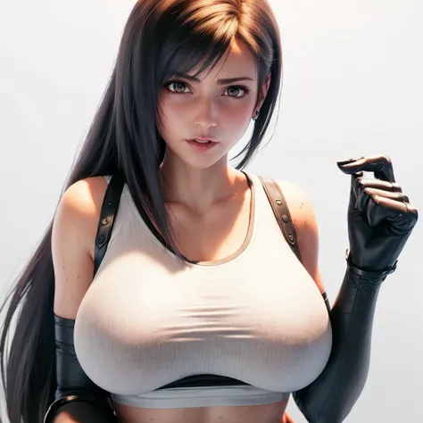 (((1 girl))),
tifa, final fantasy 7 remake,
close up, potrait, super idol face
, beautiful, beautiful face, hanfu girl, masterpiece, alluring, adult, mature, reddish brown eyes, (hard lights, hard shadow, key light, key lights), left only earpiece, stick earpiece, red earpiece, {one earpiece}, left earpiece, skindentation, shiny skin, glowing skin, sweaty, slim girl, pony tail, (((, very red blush, very sweat, fresh, water drop, very sweaty, sweaty , water in body , water in hair, steamy ))), side pony tail,
office clothes, white clothes,
reddish brown eyes,
{{{shade of brown hair }}},
huge breasts, very long hair, messy hair, shiny hair,
(((((white background))))),
<lora:last:0.68>