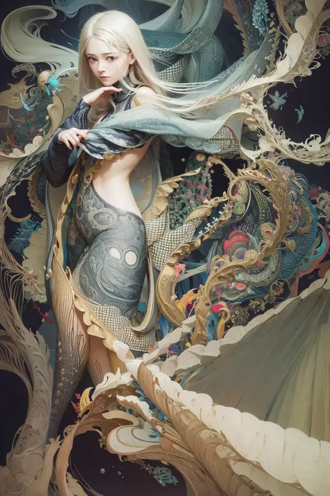 AshleyCipher official art, unity 8k wallpaper, ultra detailed, beautiful and aesthetic, masterpiece, best quality, (zentangle, mandala, tangle, entangle), (fractal art:1.3) , 1girl, extremely detailed, dynamic angle, cowboyshot, the most beautiful form of chaos, elegant, a brutalist designed, vivid colours, romanticism, by james jean, roby dwi antono, ross tran, francis bacon, michal mraz, adrian ghenie, petra cortright, gerhard richter, takato yamamoto, ashley wood, atmospheric, ecstasy of musical notes, streaming musical notes visible