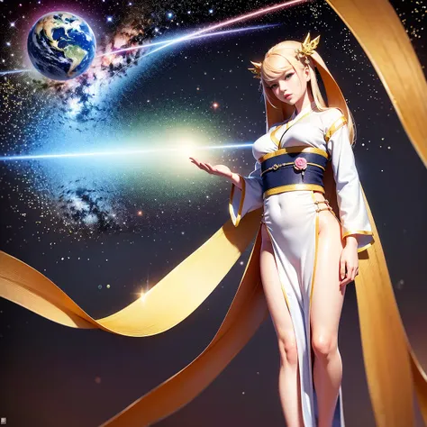 best quality ,masterpiece, huge breasts, slim girl, (((1girl))), (22yo:1.2), (galaxy:1.2), star \(sky\), (night sky:1.4),(((earth \(planet\)))), detailed sky, night, (model:1.6), long hair, ((hanfu)),bare thighs,((float in the space)), ((slim body)), flying, floating, pussy,