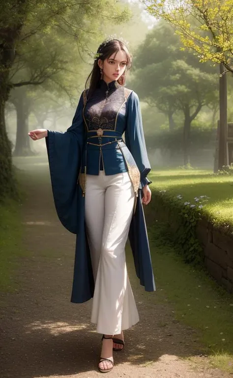 Raw photo, Photographic realism, (focus on beautiful buxom young Solarpunk woman, full body, (Simple and comfortable clothing: 1.5), pants, blouse, (handcrafted clothes, ((natural fibers)), (natural color), practical, durable clothing), (Art Nouveau, Cyberparadism)), (Green tech, walkable cities, sprawling plant life and an abundance of sunshine),(renewable energy, harmony with nature, handcrafted wares, community), insanely detailed, highly detailed, muted colors, (high detailed skin:1.2), 8K uhd, dslr, soft lighting, highquality, film grain, Fujifilm XT3, artstation, national geographic, high detail, 4K 8K photography, high resolution, depth of field, breathtaking, color photography by Edouard Boubat, magnificent, elegant, beautiful, fantastical, grimmer