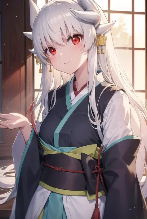 kiyohime, <lyco:kiyohime-lyco-nochekaiser:1>,
kiyohime, white hair, dragon girl, dragon horns, horns, long hair, (red eyes:1.5), smile, (small breast:1.2),
BREAK japanese clothes, obi, sash, thighhighs, wide sleeves, yukata,
BREAK looking at viewer,
BREAK indoors,
BREAK <lyco:GoodHands-beta2:1>, (masterpiece:1.2), best quality, high resolution, unity 8k wallpaper, (illustration:0.8), (beautiful detailed eyes:1.6), extremely detailed face, perfect lighting, extremely detailed CG, (perfect hands, perfect anatomy),