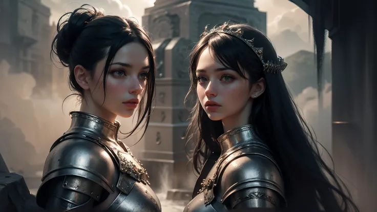 best quality, masterpiece, of a female, dressed as a Knight guard <lora:RPGGuard:.9>, with black hair, with a female Elaborate updo hairstyle, wearing a scary black veil, portrait, sat, In a floating island in the sky, with waterfalls pouring into the clouds below,, realistic, concept art, cinematic, volumetric lighting, highly detailed, 8k ultradetialed character with perfect face,detailed skin,(ultrasharp:1.3),(masterpiece:1.1),best quality,(photorealistic:1.2),ultrarealistic,realistic ultradetailed character,4k perfect quality, Magnificent,Imperceptible detail,Intricately designed,