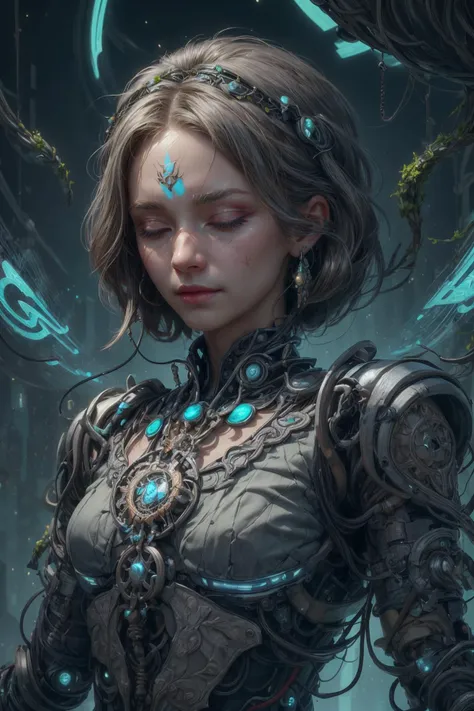 (masterpiece, best quality:1.4), (beautiful, aesthetic, perfect, delicate, intricate:1.2), <lora:more_details:0.75>, <lora:sharpen-soften:-0.25>, <lora:realistic:0.25>,
(1man, wrinkled face, old polish male:1.2), blue eyes, graying hair, short hair,
<lora:GoodHands-beta2:0.8>,
(style-swirlmagic:0.8), solo, half shot, eyes closed, detailed background, detailed face, (<lora:WorldofEarthTEST:0.7>, worldofearth theme:1.1), cyber-shaman, aura, wearing shamanic attire, cybernetics, , techwear, tribal data amulet, intertwining of ancient magic and engineering, sacred geometry, , bio-techno rituals, digital ritual, flickering neon lights, ethereal atmosphere,