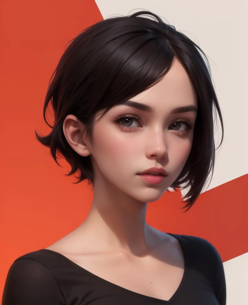 1 girl,art by ( DEN_IDG_style:1.1) ,portrait of DEN_nixy ,  ,solo,full face,short hair,