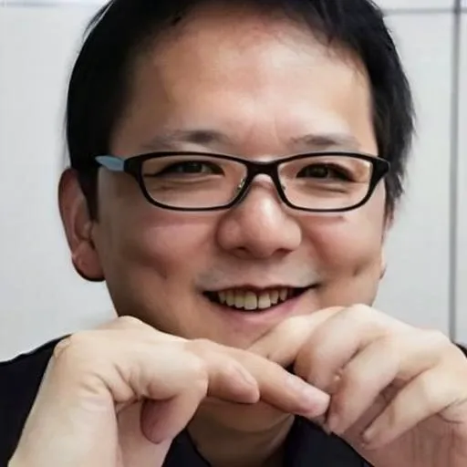 miyazaki_h:0.8,
(8k, RAW photo, best quality, masterpiece:1.2),(realistic, photo-realistic:1.37), physically-based rendering,extremely detailed,highest quality, masterpiece,
evil smile, black-framed eyewear, crossed fingers, standing