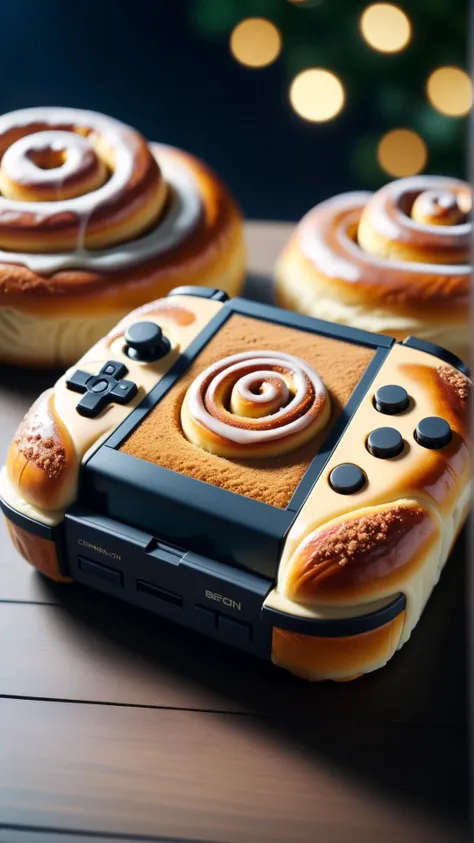 <lora:CinnamonBunStyleXL:1>CinnamonBunStyle handheld game console, 24mm, (analog, cinematic, film grain:1.3), Bokeh DOF, (Masterpiece:1.3) (best quality:1.2) (high quality:1.1)