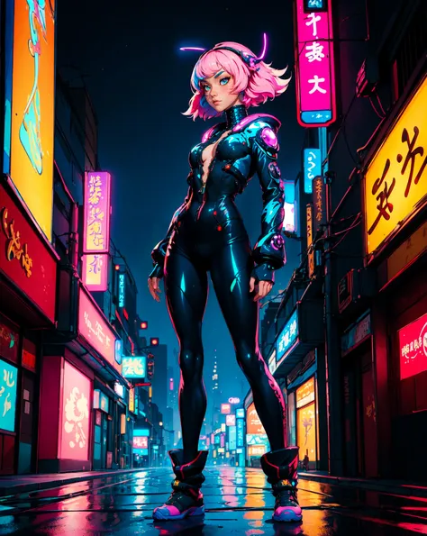 masterpiece, best quality, highly detailed, (full length:1.4) , art by John Closterman, anime key visual, Dragonpunk, Desolate Unsightly slim Female, Neo-Tokyo hair, Bioluminescent Pins, Beauty Marks, inside a Tempting Urban area, Embarrassing, Indirect light, F/14, four colors