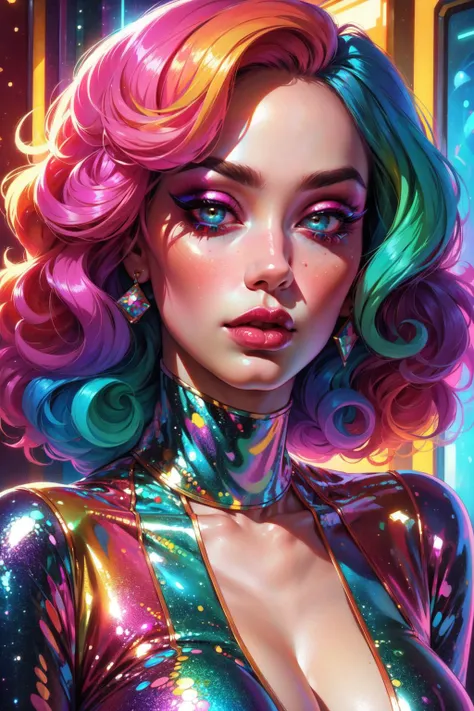 red hair woman, disco elysium style, pastel deep colours, hyper real retro <lora:Colorfull_art_style:0.8>