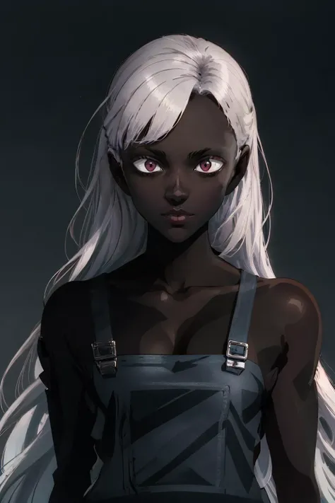 official art, unity 8k wallpaper, ultra detailed, beautiful and aesthetic, beautiful, masterpiece, visual metaphors, symbolic representation, evocative motifs, (half-naked:0.1), inviting smile, delicate features, hazy backdrop, beguiling expressions, whispered desires, arousing, erotic, best quality,1girl, solo
<lora:XHZ_XXG_v5-000018:0.8>,XXGXHZ,
1girl,solo,upper body,long hair,white hair,hime_cut,gradient eyes,wink,(dungarees:1.1),black skin,dark skin,
<lora:OC:0.2> <lora:LowRA:0.4>
