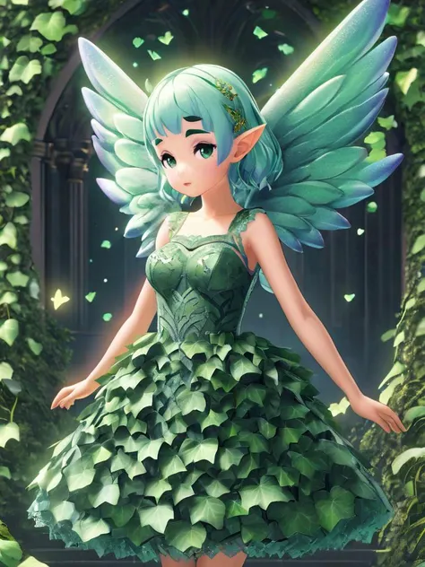 <lora:CorruptedKingdoms_v1_SDXL:0.7> Pixie wearing a dress made of ais-ivy, magical, enchanted, intricate details, ultra sharp <lora:Ivy_Style_SDXL:0.4>