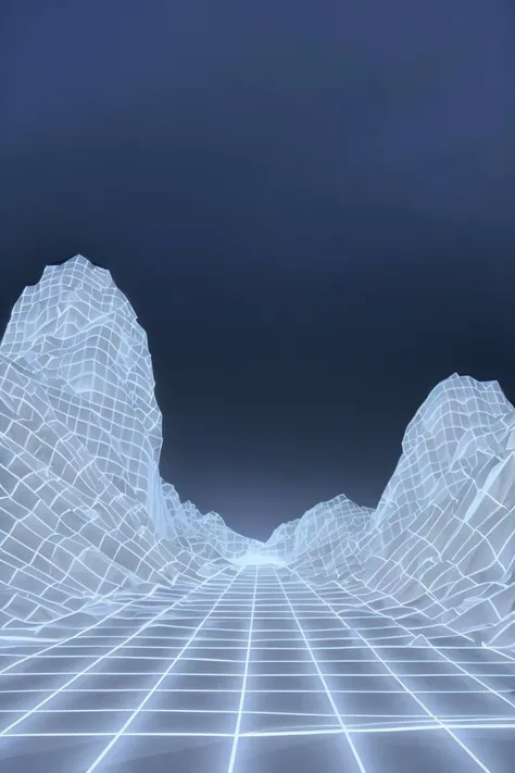 white wireframe of mountains, dark blue sky
<lora:vaporwave:1>