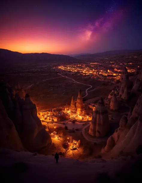 designed by Jack Spencer, photograph, Medieval art, landscape of a Magical 1800'S (Cappadocia Underground Cities:1.3) and Space station orbiting a planet, at Blue hour, Ultra Real, Neon Light, HDR, Kodak Portra 160, F/5, extremely beautiful, lots of details, high tech, <lora:Flux-style-xl-lora:0.651>, <lora:DetailMaximizer:0.651>,
<lora:super_16mm_film style:0.651> super_16mm_film style, ambient light, intricate artistic color, warm light, detailed, ambient background