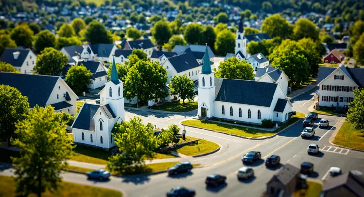 HDR photo of  <lora:Sharp Detailed Image:0.1>
 <lora:Tilt shift photography style:1>
A cinematic Tilt shift photo of a small town with a church and a street, movie themed, sharp, detailed, epic cinematic Tiltâshift photography, artistic creative Tiltâshift photography style, dramatic cinematic light style, cinematic dramatic color style, Kodak film style, Tilt shift photography style, outdoors, blurry, tree, no humans, depth of field, ground vehicle, building, scenery, motor vehicle, city, car, road, house, street, town, blurry background
, High dynamic range, vivid, rich details, clear shadows and highlights, realistic, intense, enhanced contrast, highly detailed