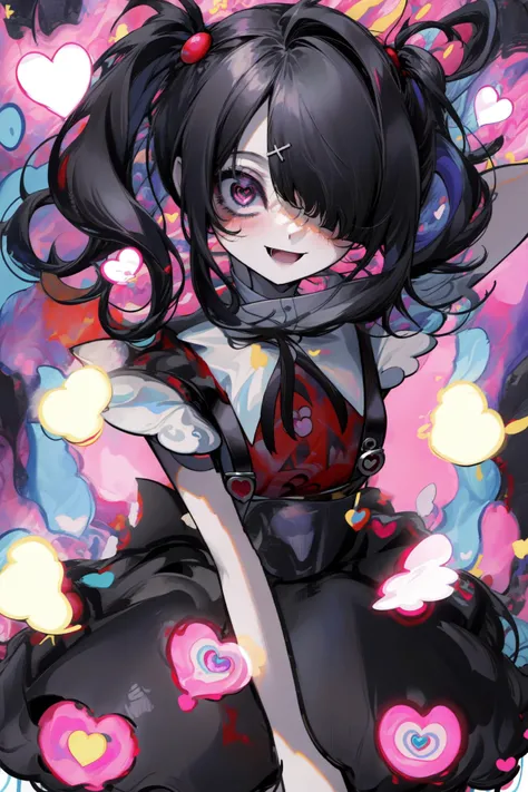 2d, anime art, (masterpiece:1.2), best quality, absurdres,
girl, ame-chan, lying, black skirt, white shirt, red shirt, suspenders, hairpin cross,
craziness, psychedelics, drug overdose, narcotic trip, glowing eye, blush, rolling eye, smiling, grimm face, heart-shaped pupils,
glitched background, deformed background, pills, post marks,
<lora:ame-chanV2:1>, <lora:mod_add_detail:0.5>, <lora:heartstar:1.4>