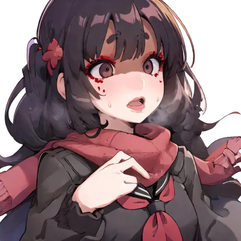 best quality, megami magazine, face focus, upper body, solo, close-up,
<lora:Girls' Frontline-Type 100 -Armed Shrine Maiden & Original outfits (With multires noise version):1>
origin, hikimayu, forehead, hawawa, school uniform, serafuku, red scarf, open mouth, surprised, (makeup, lip:1.3), (!?:1.3), hands on own head, leaning back, flat eyes, perfect hands, flutter of cherry blossoms background,
<lora:hikimayu_22222_16:2> <lora:hawawa:0.8> <lora:shaded_v10:0.5> <lora:serafuku_last:2> <lora:fineline-v2:1> <lyco:envybetterhandsLocon_beta2:1.0>