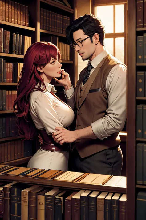 the librarians are having a secret affair. they tryst behind the bookshelves