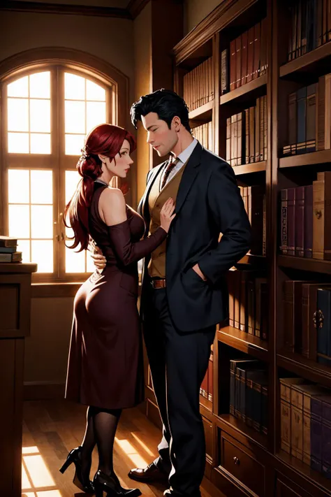 the librarians are having a secret affair. they tryst behind the bookshelves