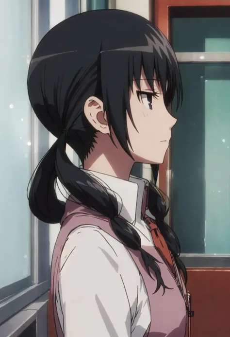 {safe:1.10}, best quality, masterpiece, highres, solo, {uomi_chihiro_seitokaiyakuindomo:0.90}, profile, from_side, upper_body