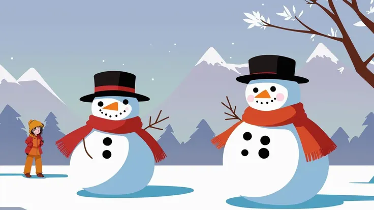 vintage 90's anime style,best quality,masterpiece,highly detailed,ultra-detailed,1other,<lora:cartoon-photo_V2:1>,<lora:Flat_Design_last:2>,<lora:vintage 90's anime style_last:1>,
snowman,
When it starts to snow,you want to go outside and play in the snow. Snowball fights,snowball building and,of course,'snowmen'!ã Roll snowballs around and make them grow bigger,then decorate them with buckets and tree branches to make a cute snowman. Today,let's draw a picture of a snowman.,