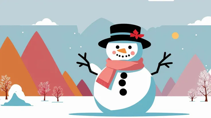 christmas card,
vintage 90's anime style,best quality,masterpiece,highly detailed,ultra-detailed,1other,<lora:cartoon-photo_V2:1>,<lora:Flat_Design_last:2>,<lora:vintage 90's anime style_last:1>,
snowman,
When it starts to snow,you want to go outside and play in the snow. Snowball fights,snowball building and,of course,'snowmen'!ã Roll snowballs around and make them grow bigger,then decorate them with buckets and tree branches to make a cute snowman. Today,let's draw a picture of a snowman.,
