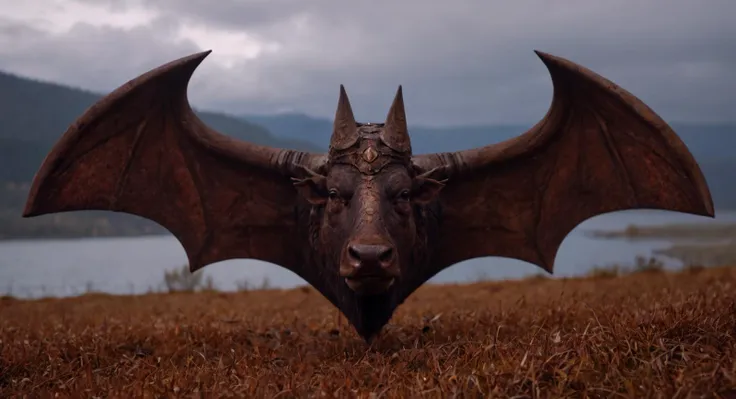 dystopian mecha bison roaming Yellowstone